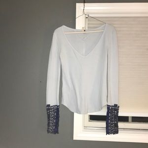 Free people embroidered thermal long sleeve